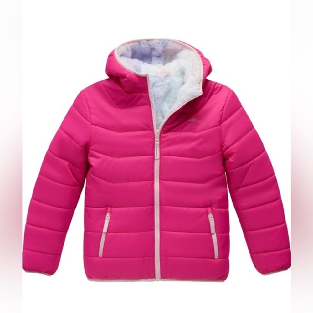 Eddie Bauer Deer Harbor reversible puffer fleece jacket. Size 5/6 girls.
